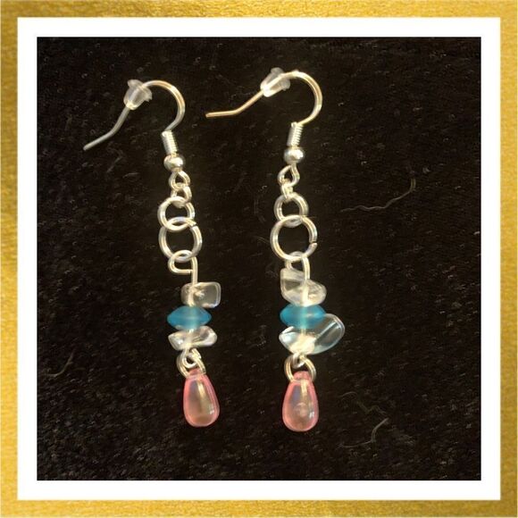 3/$20 Hand Crafted BEADED Dangle HANDMADE Silver EARRINGS - Picture 1 of 1
